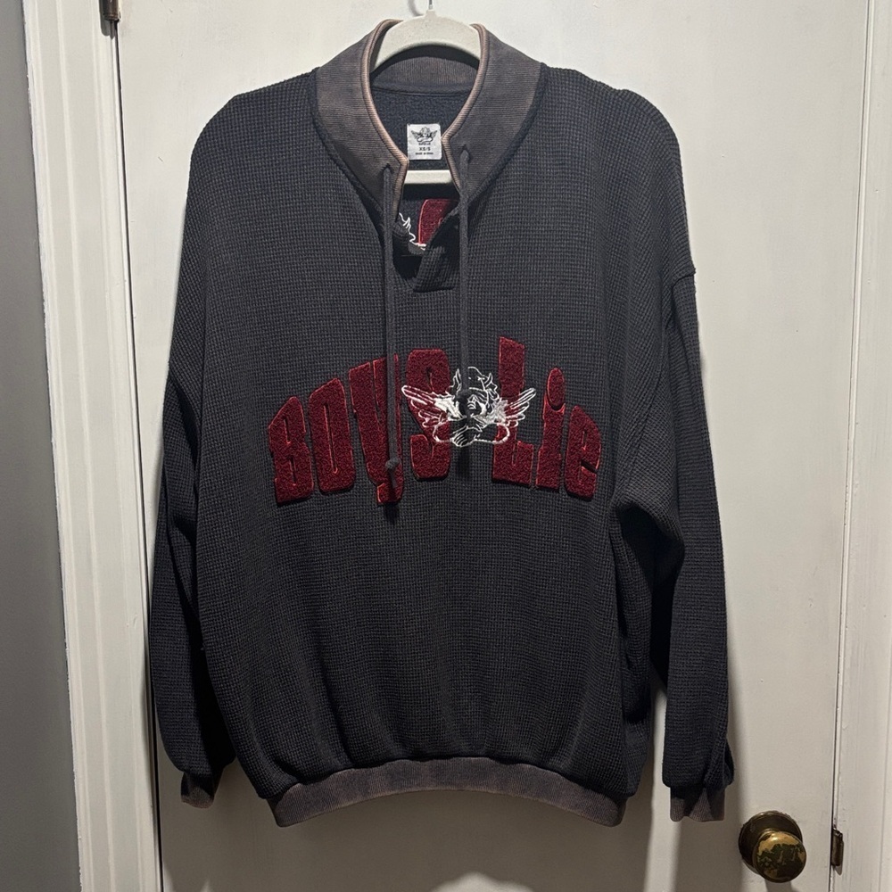BOYS LIE dark angel tour thermal Henley sweatshirt